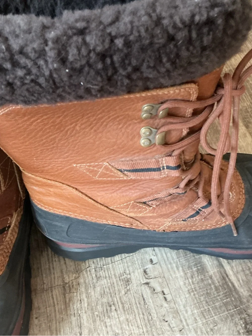 UGG Brown and Black Waterproof Shearling-Trim Winter Boots